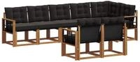 vidaXL Gartenlounge-Set Outdoor-Sofagarnitur 8 stk. Nat&uuml;rlich und Schwarz,...