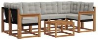 vidaXL Gartenlounge-Set Outdoor-Sofagarnitur 7 stk. Nat&uuml;rlich und Hellgrau,...