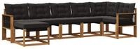 vidaXL Gartenlounge-Set Outdoor-Sofagarnitur 7 stk. Nat&uuml;rlich und Schwarz,...
