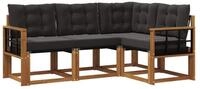 vidaXL Gartenlounge-Set Outdoor-Sofagarnitur 4 stk. Nat&uuml;rlich und Schwarz,...