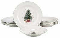 creaTable Tafelservice Tannenbaum Bunt (12-tlg), 6 Personen, Steingut