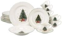 creaTable Kombiservice Tannenbaum Bunt (30-tlg), 6 Personen, Steingut