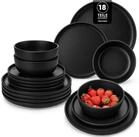 LuxusKollektion Tafelservice Geschirrset 6 Personen Steingut Schwarz 18 Teile...