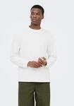 T-Shirt ONLY & SONS "ONSCASPIAN AIRLFEX RLX LS TEE NOOS", Herren, Gr. M, wei&szlig;,