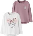 T-Shirt NAME IT "NMFVIX 2P LS TOP", M&auml;dchen, Gr. 92, rosa (hellwei&szlig; pack:lilas