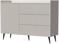 Beautysofa Kommode AMFALI mit 3 Schubladen und T&uuml;r (Push-to-open, geriffelte