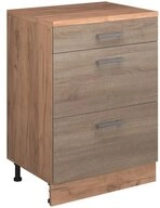 Vicco Kommode Rion, Sonoma/Goldkraft Eiche, 60 x 46 cm ohne Schr&auml;ge mit 3...