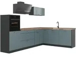 Vicco Winkelk&uuml;che R-Line, Blau-Grau/Anthrazit, 287 x cm Arbeitsplatte Goldkraft