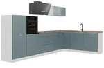 Vicco Winkelk&uuml;che R-Line, Blau-Grau/Wei&szlig;, 347 x cm ohne Arbeitsplatte...
