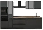 Vicco K&uuml;chenzeile R-Line, Anthrazit Hochglanz/Anthrazit, 310 cm Arbeitsplatte