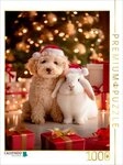 CALVENDO Puzzle CALVENDO Puzzle Welpe und Kaninchen - Weihnachtsengel, 1000...