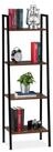 relaxdays Standregal mit 4 Ablage, Holz / Schwarz