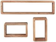 KADIMA DESIGN Wandregal Design Wandregal 3er Set BOHA Massiv Holzregale Akazie