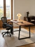 KADIMA DESIGN Schreibtisch Schreibtisch 120x60x76 cm Akazie Massivholz / Metall