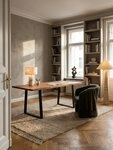KADIMA DESIGN Schreibtisch Schreibtisch 140x80x76 cm Akazie Massivholz / Metall