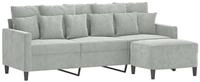 vidaXL Sofa 3-Sitzer-Sofa mit Hocker Hellgrau 180 cm Samt, 1 Teile
