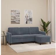 vidaXL Sofa vidaXL 3-Sitzer-Sofa mit Hocker Dunkelgrau 180 cm Samt