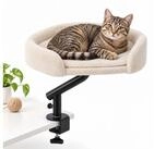 relaxdays Katzenliege Katzenbett f&uuml;r Schreibtisch, Pl&uuml;sch, Kunstfell, Beige