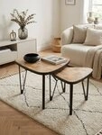 KADIMA DESIGN Satztisch Design Couchtisch 2er Set Mango / Akazie Massivholz...