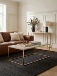 KADIMA DESIGN Couchtisch Couchtisch 100x60x40 cm mit Marmor Optik Wei&szlig; / Gold,