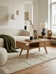 KADIMA DESIGN Couchtisch Couchtisch 90x40x45 cm Mango Massivholz / Rattan