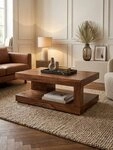 KADIMA DESIGN Couchtisch Couchtisch Massivholz 90x60x40 cm Wohnzimmertisch braun