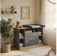 Vicco Wickelkommode Olina, Anthrazit/Goldkraft Eiche, 138.3 x 93 cm