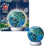 Ravensburger Puzzleball Nachtlicht Erde mit Tiermotiven, 72 Puzzleteile,...