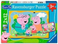 Ravensburger Puzzle 2 x 12 Teile Kinder Puzzle Peppa Wutz Gl&uuml;ckliche Familie!