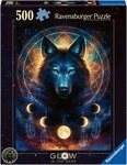 Ravensburger Puzzle Glow in the Dark, Leuchtender Wolf, 500 Puzzleteile, Made in