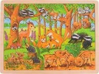 goki Puzzle goki Einlegepuzzle Tierkinder im Wald, Puzzleteile