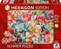 Schmidt Spiele Puzzle Hexagon Edition, Gro&szlig;e Bl&uuml;ten, 592 Puzzleteile, Made in