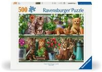 Ravensburger Puzzle Ravensburger Puzzle Katzen im Regal 500 Teile, Puzzleteile