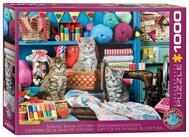 EUROGRAPHICS Puzzle Katzen im N&auml;hzimmer, 1000 Puzzleteile