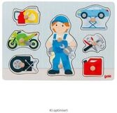 goki Stapelspielzeug Steckpuzzle Automechaniker von goki Autopuzzle aus Holz...