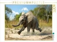 CALVENDO Puzzle CALVENDO Puzzle Jetzt aber los - rennender junger Elefant, 1000