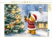CALVENDO Puzzle CALVENDO Puzzle Teddy schm&uuml;ckt den Weihnachtsbaum, 1000 Teile