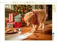CALVENDO Puzzle CALVENDO Puzzle Weihnachtswelpe auf Spurensuche vor dem...