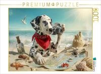 CALVENDO Puzzle CALVENDO Puzzle Dalmatiner Hund auf Schatzsuche am Strand mit...