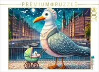 CALVENDO Puzzle CALVENDO Puzzle M&ouml;we Emma am Abend mit Baby in der...