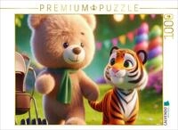 CALVENDO Puzzle CALVENDO Puzzle Ein kuscheliger B&auml;r und ein gestreifter Tiger