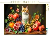 CALVENDO Puzzle CALVENDO Puzzle Katzenportr&auml;t mit &uuml;ppigem Obst im Stil alter