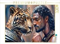 CALVENDO Puzzle CALVENDO Puzzle Heroischer Krieger mit m&auml;chtigem Jaguar, 1000...