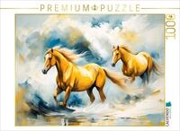 CALVENDO Puzzle CALVENDO Puzzle Zwei Braune Pferde im Wellentanz, 1000 Teile