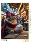 CALVENDO Puzzle CALVENDO Puzzle Winterkatze mit hei&szlig;em Kakao &ndash; niedliches
