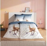 Estella Bettw&auml;sche City Lama, Satin, 2 teilig, Gefertigt aus 100% Baumwolle.
