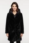 Fellimitatmantel KHUJO "FIZA", Damen, Gr. XS, schwarz, Steppware, Obermaterial: 100%