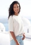 Kurzarmshirt VIVANCE "mit Lochstrickmuster", Damen, Gr. 36/38, beige (creme),