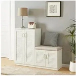 en.casa Schuhschrank &raquo;L&oslash;ten&laquo; 120 x 36 x 97 cm mit Sitzbank Wei&szlig; wei&szlig; 120 cm x 97