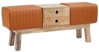 vidaXL Sitzbank 110 x 30 x 45 cm Bank 110x30x45 cm Echtes Leder Braun